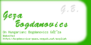 geza bogdanovics business card